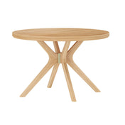 Round Dining Table, Solid Pine Wood, 47 Inch, Cross Legs, Blonde