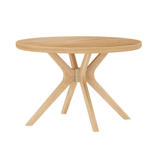 Round Dining Table, Solid Pine Wood, 47 Inch, Cross Legs, Blonde
