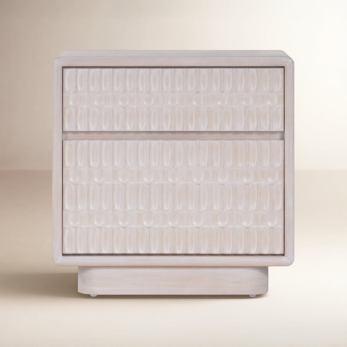 Nightstand, Two Drawers, Solid and Manufactured Wood, White
