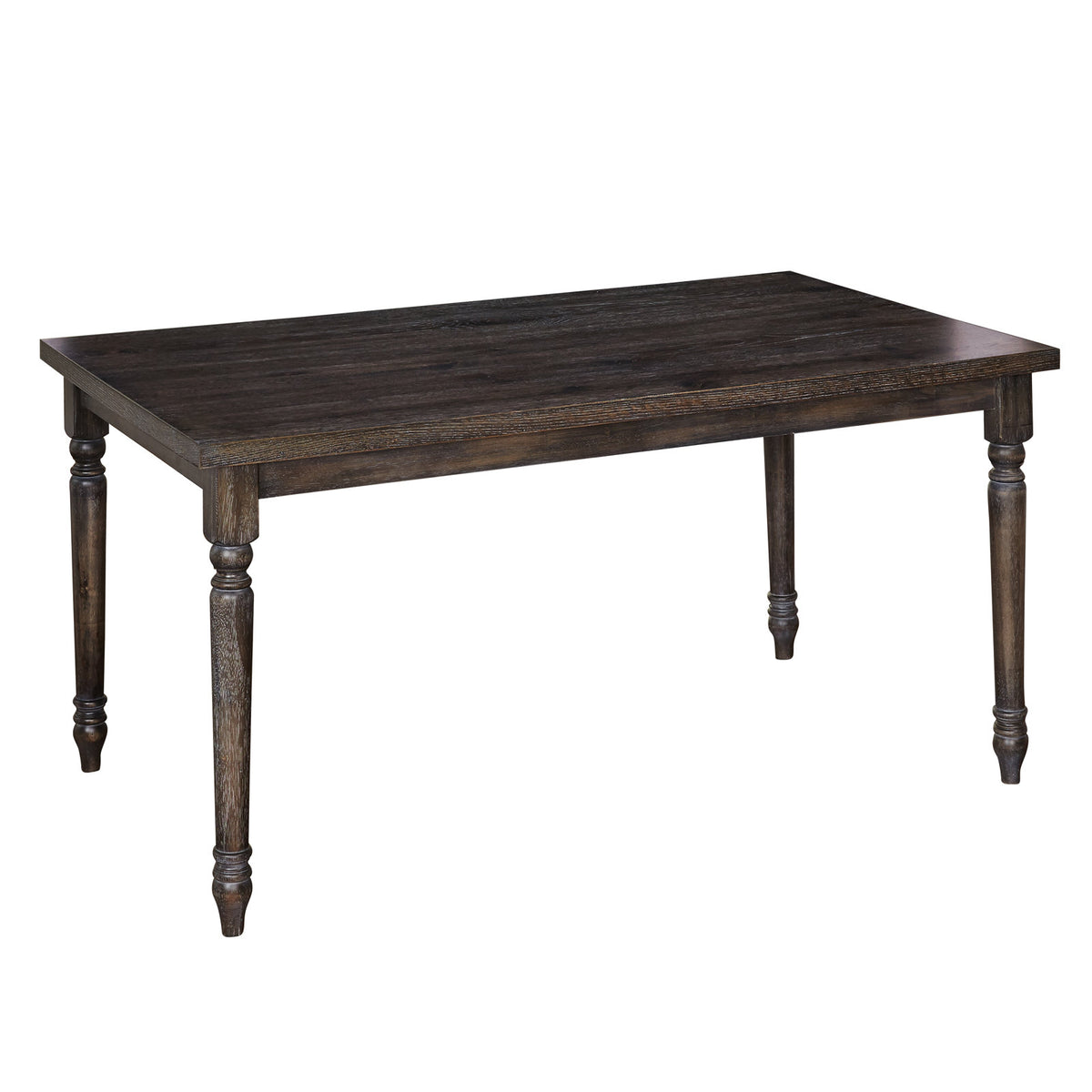 Table, Seats 6, Solid Wood Four-Leg Base, Weathered Gray