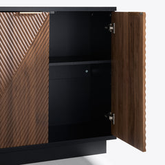 Sideboard Credenza, Manufactured Wood with Adjustable Shelves, Walnut