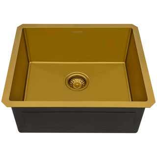 Undermount Bar Prep Kitchen Sink, Stainless Steel, 21 Inch, Matte Gold Satin Brass