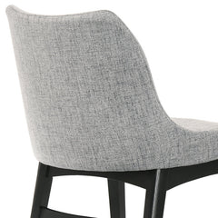 Side Chairs, Set of 2, Gray Polyester Blend, Black Solid Wood Legs