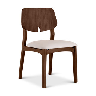 Side Chair, Solid Wood Frame, Cream Polyester Blend Seat