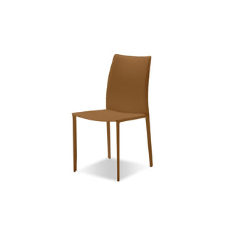 Upholstered Chairs, Set of 2, Caramel Genuine Leather, Metal Frame
