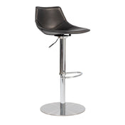 Swivel Stool, Adjustable Height, Black Faux Leather, Steel Frame