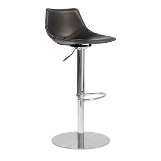 Swivel Stool, Adjustable Height, Black Faux Leather, Steel Frame