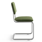 Side Chairs, Set of 2, Forest Green Velvet, Chrome Metal Legs