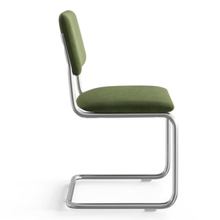 Side Chairs, Set of 2, Forest Green Velvet, Chrome Metal Legs