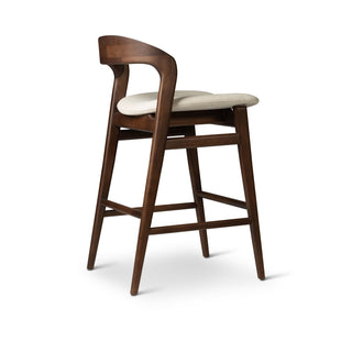 Counter Stool, Solid Wood Frame, Ivory Basketweave Polyester Seat