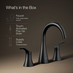Widespread Bathroom Faucet, Simplice, Two-Handle, 3-Hole, Black