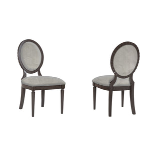 Side Chairs, Set of 2, Solid Wood Frame, Upholstered Seat, Brown