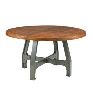 Round Dining Table, 54 Inch, Solid and Manufactured Wood, Amber Graphite