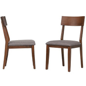 Side Chairs, Set of 2, Solid Rubberwood Frame, Polyester Seats, Walnut Finish
