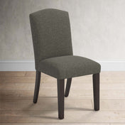 Parsons Side Chair, Solid Wood, Charcoal Polyester Upholstery, Espresso Legs