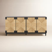 Sideboard, 4 Doors, Solid and Manufactured Wood, Black