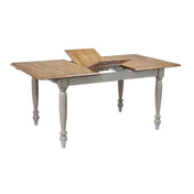 Extendable Dining Table, Solid Rubberwood, Gray Base, Rustic Brown Top