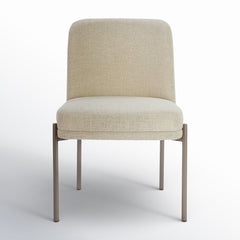 Side Chairs, Set of 2, Off-White Linen Blend, Metal Frame