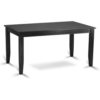 Rectangular Dining Table, Solid Rubberwood, 60 x 36 Inch, Black
