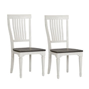 Side Chairs, Set of 2, Solid and Manufactured Wood, Slat Back