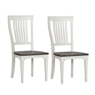 Side Chairs, Set of 2, Solid and Manufactured Wood, Slat Back