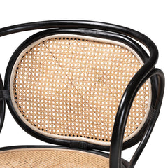 Dining Armchair, Handcrafted Rattan, Black and Natural Brown