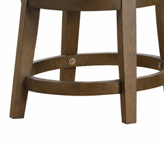Bar Stools, Set of 2, Solid Wood Frame, Gray Faux Leather Seat