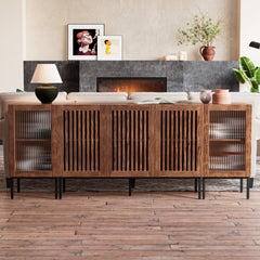 Sideboard Cabinet, 2 Glass Doors, Manufactured Wood, Brown