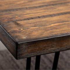 Dining Table, Rectangular, Brown Pine Veneer Top, Black Iron Hairpin Legs