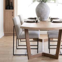 Parsons Dining Chair, Linen Upholstery, Black Metal Legs