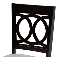 Dining Chairs, Set of 4, Gray Polyester, Espresso Brown Solid Wood