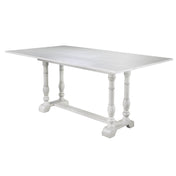 Convertible Trestle Table, Solid Wood, Folding Extendable, White