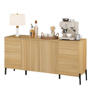 Sideboard with Four Cabinet Doors, Engineered Wood, Metal Base, Oak