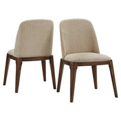 Side Chairs, Set of 2, Polyester Blend Upholstery, Walnut Finish Rubberwood Legs