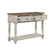 Sideboard, Solid Wood, 2 Drawers, Open Shelf, White and Brown