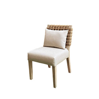 Side Chairs, Set of 2, Mango Wood and Jute Rope, Upholstered Seat
