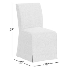 Parsons Dining Chair, Removable Linen Slipcover, Solid Wood Legs, White