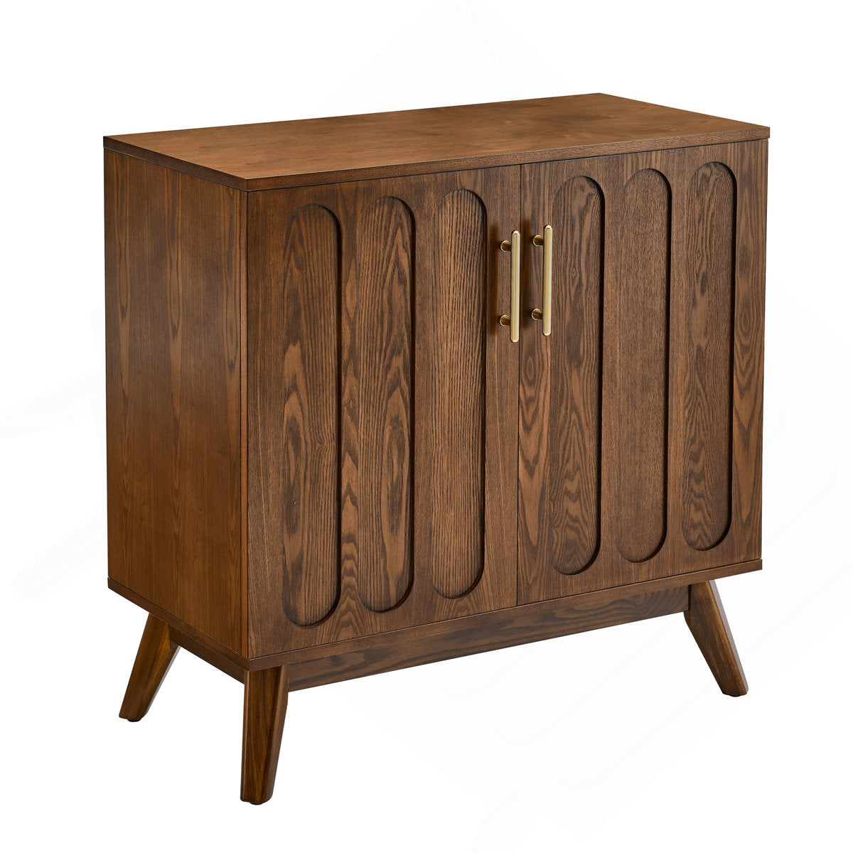 Sideboard, Solid and Manufactured Wood, Metal Handles, Brown
