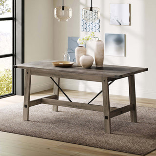 Dining Table, Rectangular Manufactured Wood, 68 Inch Wide, Gray