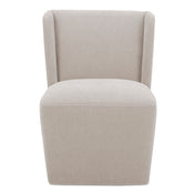 Rolling Dining Chair, 1 Chair, Polyester Upholstery, Warm Sand, Metal Wheels