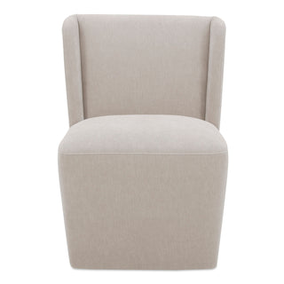 Rolling Dining Chair, 1 Chair, Polyester Upholstery, Warm Sand, Metal Wheels