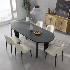 Oval Dining Table, Solid and Manufactured Wood, 67 Inch, Black