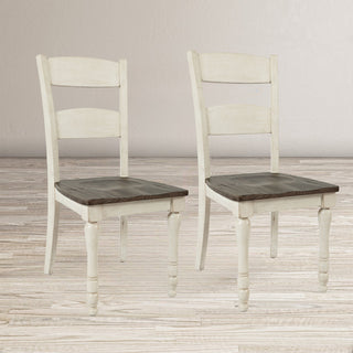 Side Chairs, Set of 2, Solid Pine Wood, Vintage White