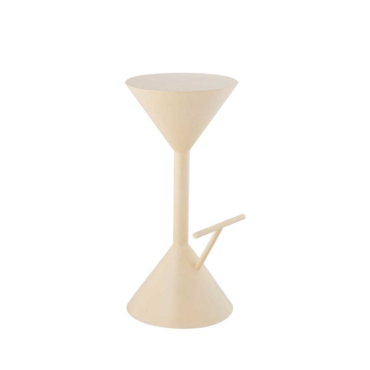 Barstool, Backless Iron Frame, Cone Base, Footrest, Almond