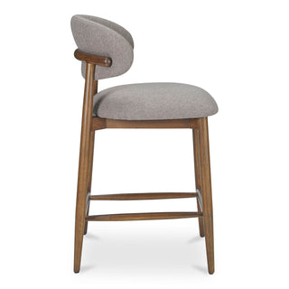 Counter Stool, Gray Performance Chenille, Espresso Brown Rubberwood Frame