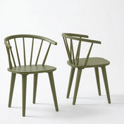 Side Chairs, Set of 2, Solid Rubberwood, Olive Green