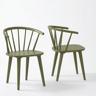 Side Chairs, Set of 2, Solid Rubberwood, Olive Green
