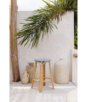 Backless Counter Stool, Rattan Frame and Seat, 26 Inch Seat Height