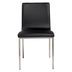 Side Chairs, Set of 2, White Faux Leather, Silver Metal Legs