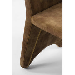 Dining Chairs, Set of 2, Camel Polyester Velvet, Brown Metal Legs